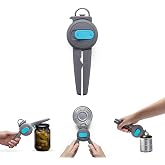 Dreamfarm Dopener 3-in-1 Ergonomic Can Opener - Grey | Smooths can edges and locks onto tin lids for safe removal with no sharp edges, built in jar seal-breaker and can ring puller