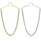 Jovivi 2pcs Set Tie Chain for Men Necktie Tie Clips Chains with Ring Clasps | Silver Gold Metal Ties Tacks Pin Set Suits Accessories for Business Elegant Business Tie Pins and Wedding
