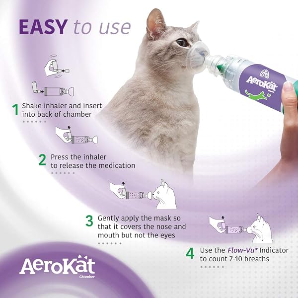 AEROKAT THE ORIGINAL FELINE AEROSOL CHAMBER INHALER SPACER FOR CATS AND KITTENS WITH EXCLUSIVE FLOW-VU INDICATOR