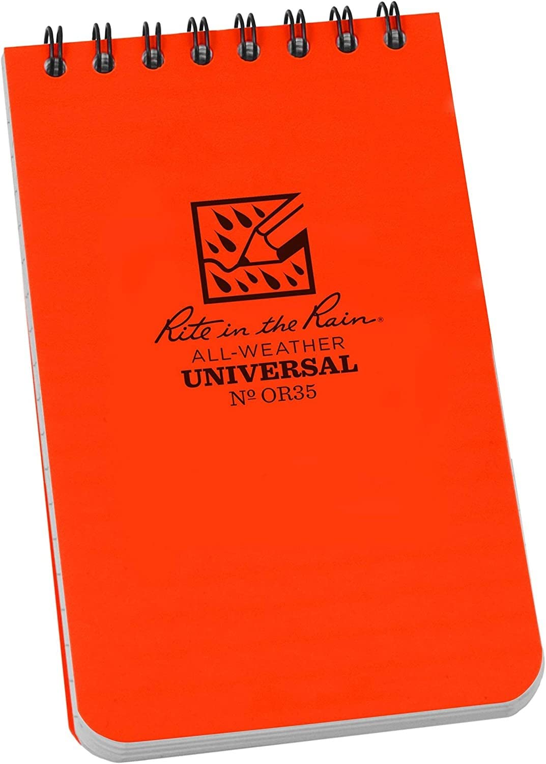 Rite in the Rain Weatherproof Top Spiral Notebook, 3" x 5", Orange Cover, Universal Pattern (No. OR35)