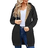 VXVGER Women's Long Fleece Hoodie Winter Warm Casual Jacket Zip up Soft Sherpa Plus Size Sweatshirt with Pockets