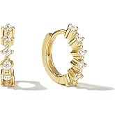Pearich 14K Gold Small Huggie Earrings for Girls,925 Sterling Silver Gold Hoops Earrings Trendy Chunky CZ Pin Earrings Jewelry Gifts for Girls