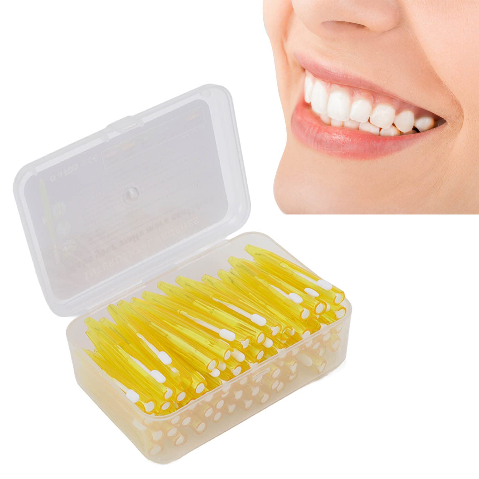GFRGFH 60 PCS Interdental Brush Practical Slim Braces Cleaner with PP Handle Toothpick Dental Tooth Flossing Head Oral Dental Hygiene Teeth Soft Dental Picks Refill(Yellow)