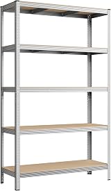SONGMICS 5-Tier Steel Shelving Unit 60 x 120 x 200 cm Boltless 750 kg Silver