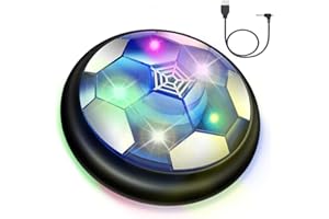 VNVDFLM Hover Soccer Ball Toys for Boys Girls,Rechargeable Floating Soccer Ball with Led Lights and Foam Cushion,Indoor Air Football Game Perfect Birthday for Kids Age 3-9（Black）