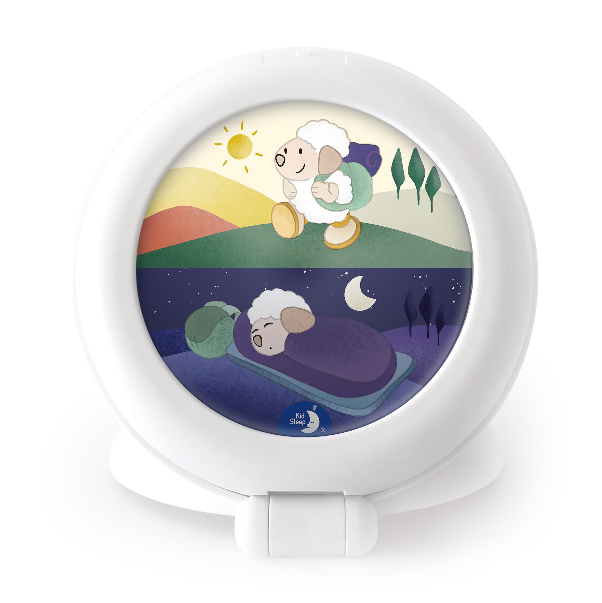 Pabobo - Kid Sleep Portable Educational Alarm Clock for Children - Day/Night - Luminous - Girl and Boy - Globetrotter - White