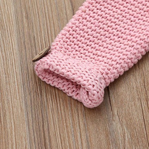 Sunbona Toddler Baby Girls Cute Autumn Button Knitted Sweater Cardigan Warm Thick Coat Clothes (5T(3.5~4.5years), Pink) - Thumbnail 5