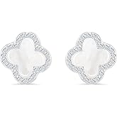 Clover Crystal Earrings for Women | 18K Gold Plated Lucky 4 Leaf Ear Studs | Four Leaf Cubic Zirconia Jewelry for Her
