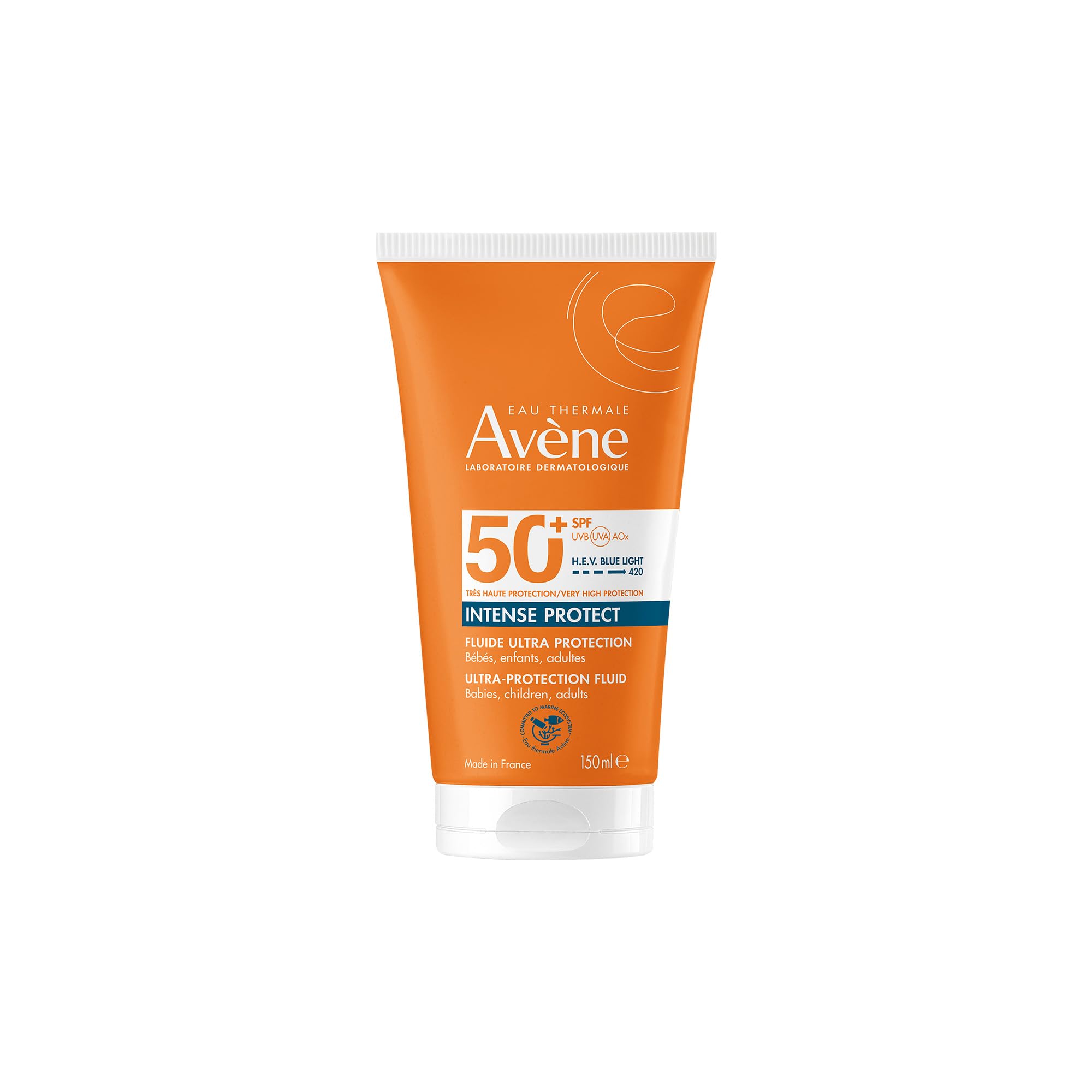 Eau Thermale Avène Intense Protect SPF 50+ TriAsorB TM, SPF50+ Sun Fluid for Sensitive Skin, Very High Protection, Water-Resistant, 1x 150ml Bottle