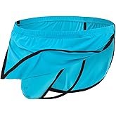 ZONBAILON Men's Boxers, G-String Backed Pouch Thongs with Skirting, Sexy Sleep Shorts Silky Pajama Underwear, Split Side