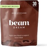 BEAM Dream Sleep Powder &ndash; Magnesium Sleep Aid for Adults with Melatonin, L-Theanine, Reishi Mushroom &amp; Apigenin, Sleep Supplement, Sleep Cocoa Hot Chocolate Drink Mix, Brownie Batter, 30 Servings