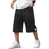 Heyfanee Men's Baggy Corduroy Shorts Loose Fit Lightweight Shorts for Men Below Knee 15 Inch Inseam