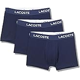Lacoste Men's Cotton Stretch Essentials Trunks, 3-Pack, Navy Blue, Small