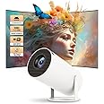【Android TV】HY300Pro Mini Projector, Portable Projector 1080p 4K Support Proyector, Auto Keystone, 270° Rotation with Bluetooth&WiFi 6 for Phone/TV Stick/HDMI/PS5/IOS, LYNCAST