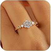 Snowflake CZ Engagement Wedding Rings for Women 14K Gold Plated Heart Eternity Band Rings 925 Sterling Silver Dainty Flower Diamonds Moissanite Ring for Bride Jewelry Birthday Christmas Gifts
