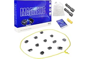 75F Magnetic Chess Game,Magnetic Chess with String - Portable Intellectual Battle & Strategy Board Game for Family Game Night | Fun Educational Gift (Blue)