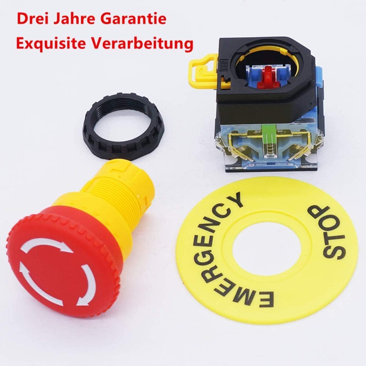 Taiss/AC 440V 10A Red Mushroom Emergency Stop Push Button Switch 22mm NO NC Pushbutton Switches LA38-11ZS - Image 5