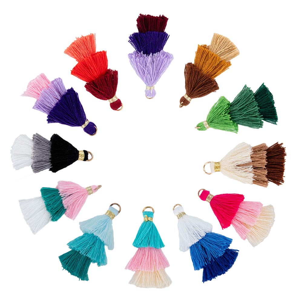 NBEADS 24 Pcs Cotton Thread Tassel Small Tassel Pendant Earring Tassel for Jewelry Making and Decorations