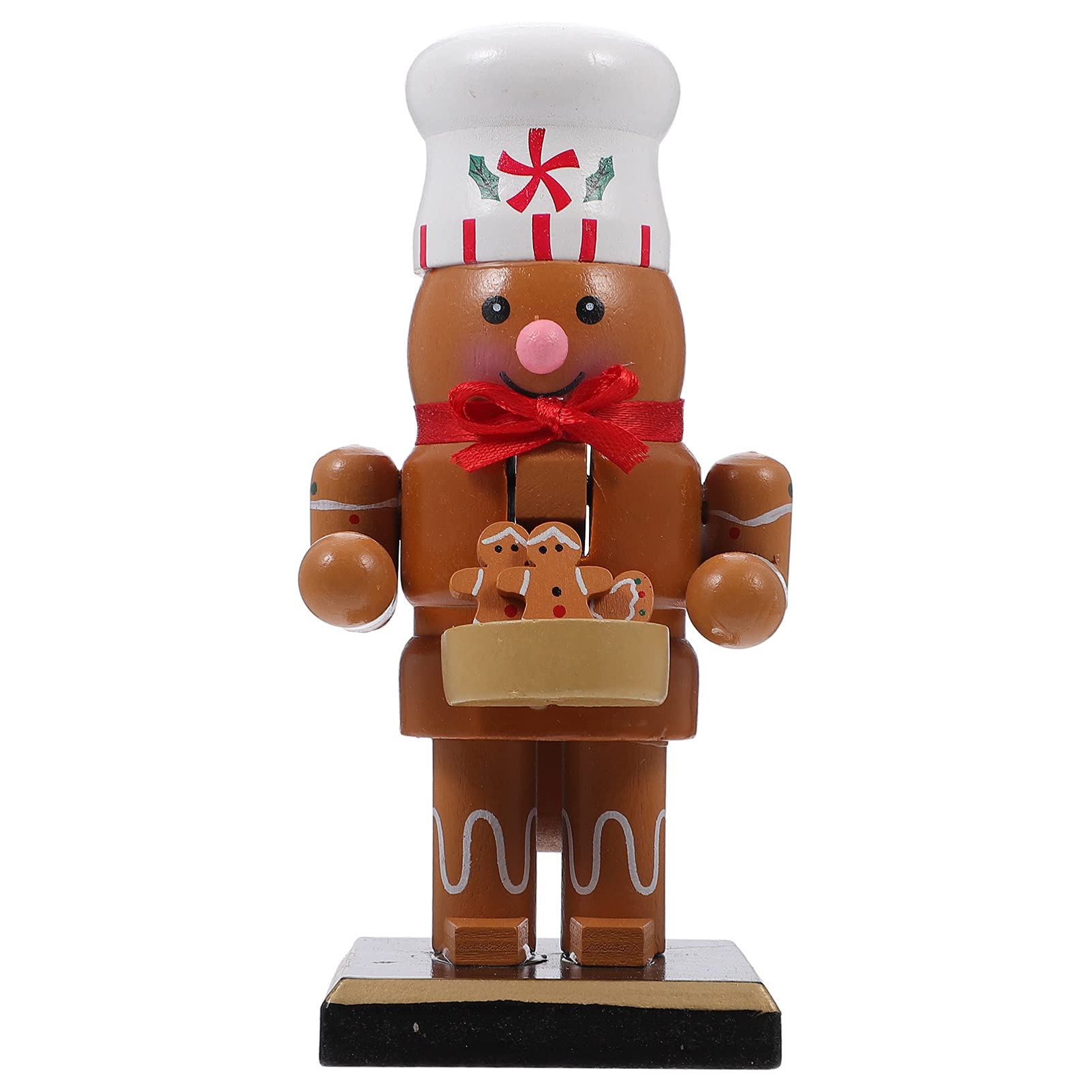 Amosfun Wooden Nutcracker Gingerbread Figures Decor Festive Christmas Decorations for Shelves Table Fireplace Desk Collectible Figurine