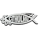 Cthulhu Fish Chrome Auto Emblem - 5.25" x 2"