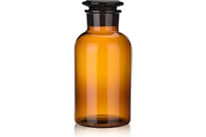 Kestun Lab Glass Reagent Bottle,Wide Mouth Glass Storage Bottle with Ground Stopper,Decorative Bottles/Vase (Amber, 1000ML)