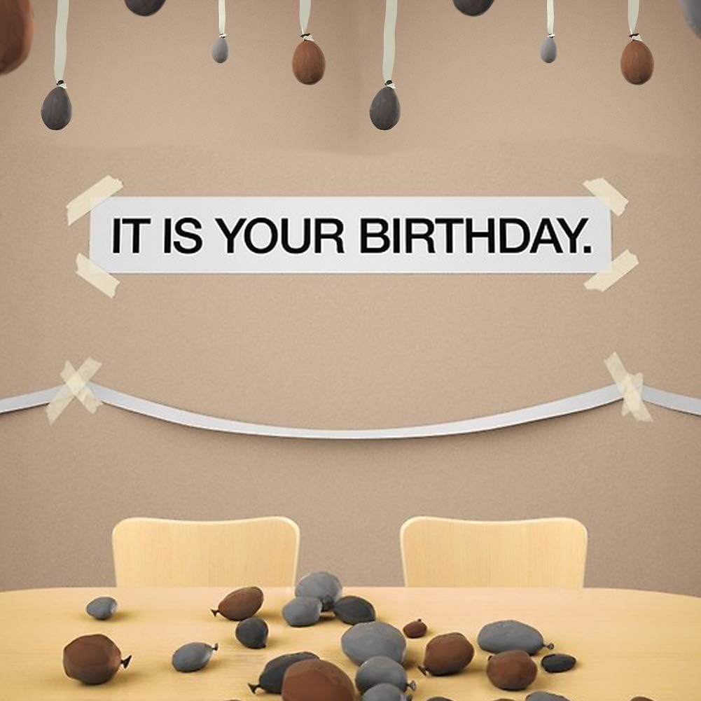 It is Your Birthday Banner, The Office Dwight Theme Infamous Husband Birthday Party Decorations, Brown Black Grey Balloon with White Streamers Tape 49Pcs Full Kit: Health & Personal Care