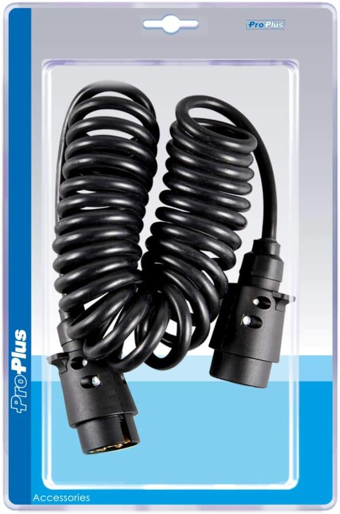 ProPlus 343509 Coiled Cable 3 Metres / 2 Connectors Male 7pin Connection Cable, Black, länge: 3m - Image 3