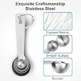 MECHEER Measuring Spoons Set 6 Stainless Steel Engraved Teaspoons Tablepoons view 2