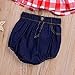 SWNONE 3Pcs Baby Girls Plaid Ruffle Bowknot Tank Top+Denim Shorts +Headband Outfit (Red, 12-18 Months)