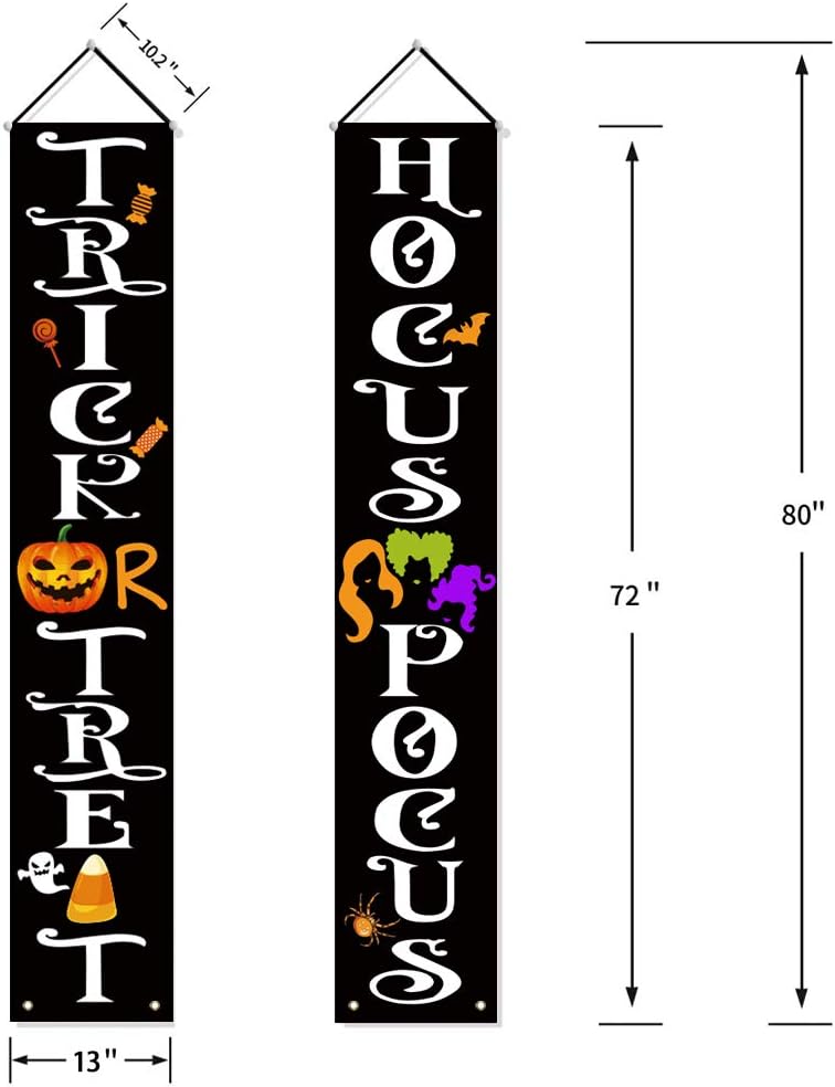Halloween Decorations Outdoor Indoor - Trick OR Treat Hocus Pocus Large Banners Porch Signs - Witch Decor for Home Front Door Outside Yard Garden Party Office : Garden & Outdoor