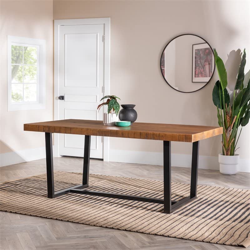 Walker Edison Andre Modern Solid Wood Dining Table, 72 Inch, Rustic Oak ...
