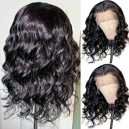 Andrai-Hair-Short-Bob-Lace-Front-Wigs-Glueless-Natural-Wave-Synthetic-Heat-Resistant-Fiber-Hair-Wig-With-Baby-Hair-For-Black-Women-16-Inch-Black-Wavy-Wigs