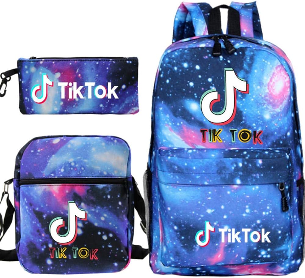 xxLvOG TIK Tok Heat Transfer Backpack Student School Bag + Small