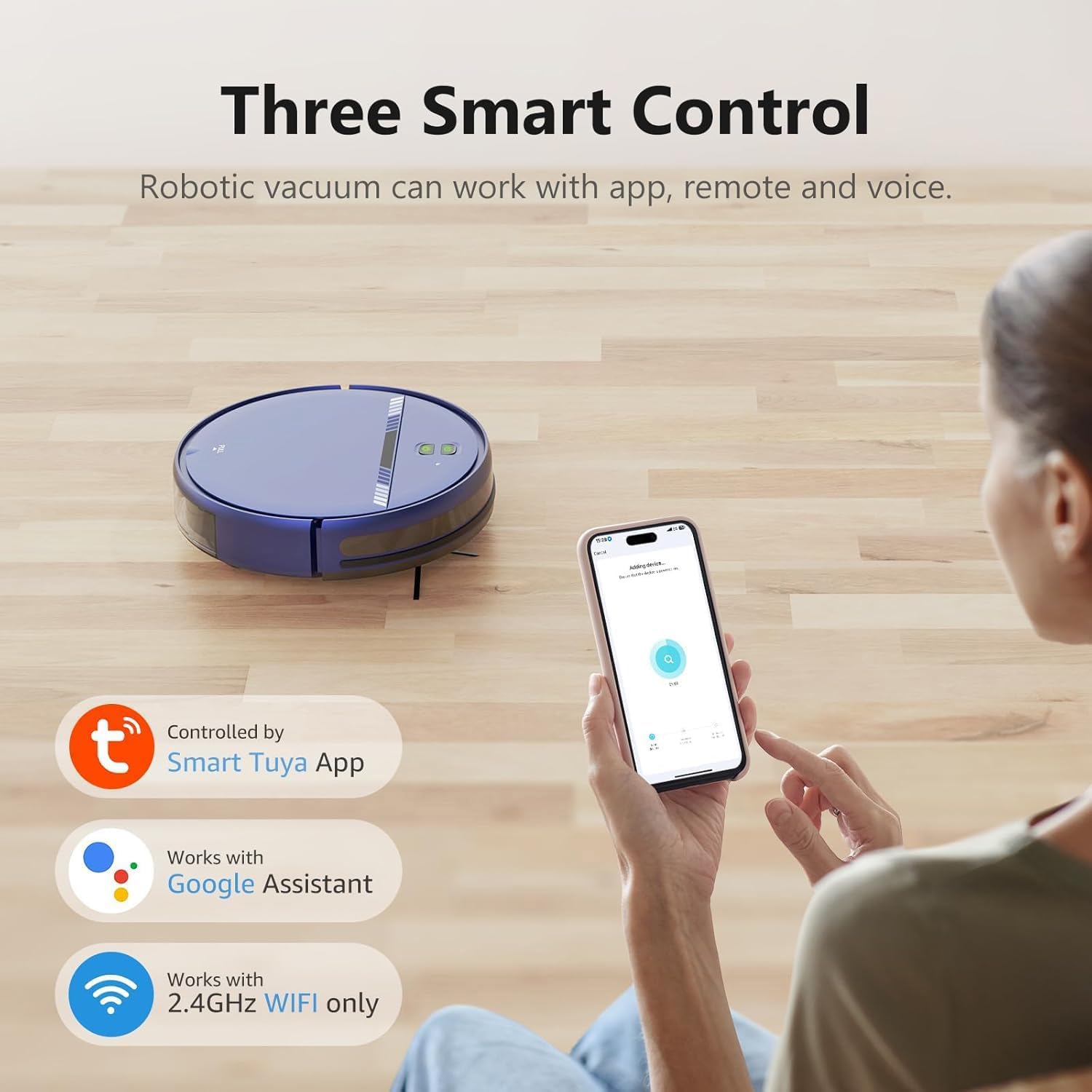 Robot Vacuum and Mop Combo, 2 in 1 Vacuum Robot with WiFi/App/Voice, Schedule, Water Tank and Dustbin, Self-Charging, Slim, Ideal for Hard Floor, Pet Hair, Carpet