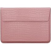 Seanai Crocodile Grain PU Leather Flap Style Laptop Bag Compatible for 14-15 inch MacBook Air/Pro 2025-2016 M4 M3 M2 M1 A3241 A3114 A2941 A2442 A2779 A2918 A3185, Other Brand 14-15 inch Laptop, Pink