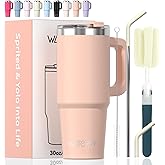 20 oz Tumbler with Handle,Tumbler with Lid and Straw,Double Wall Insulated Cup Stainless Steel Travel Mug(Cold for 34 Hours),Water Bottle for Iced Tea,Coffee,Cold Beverages(Pink)