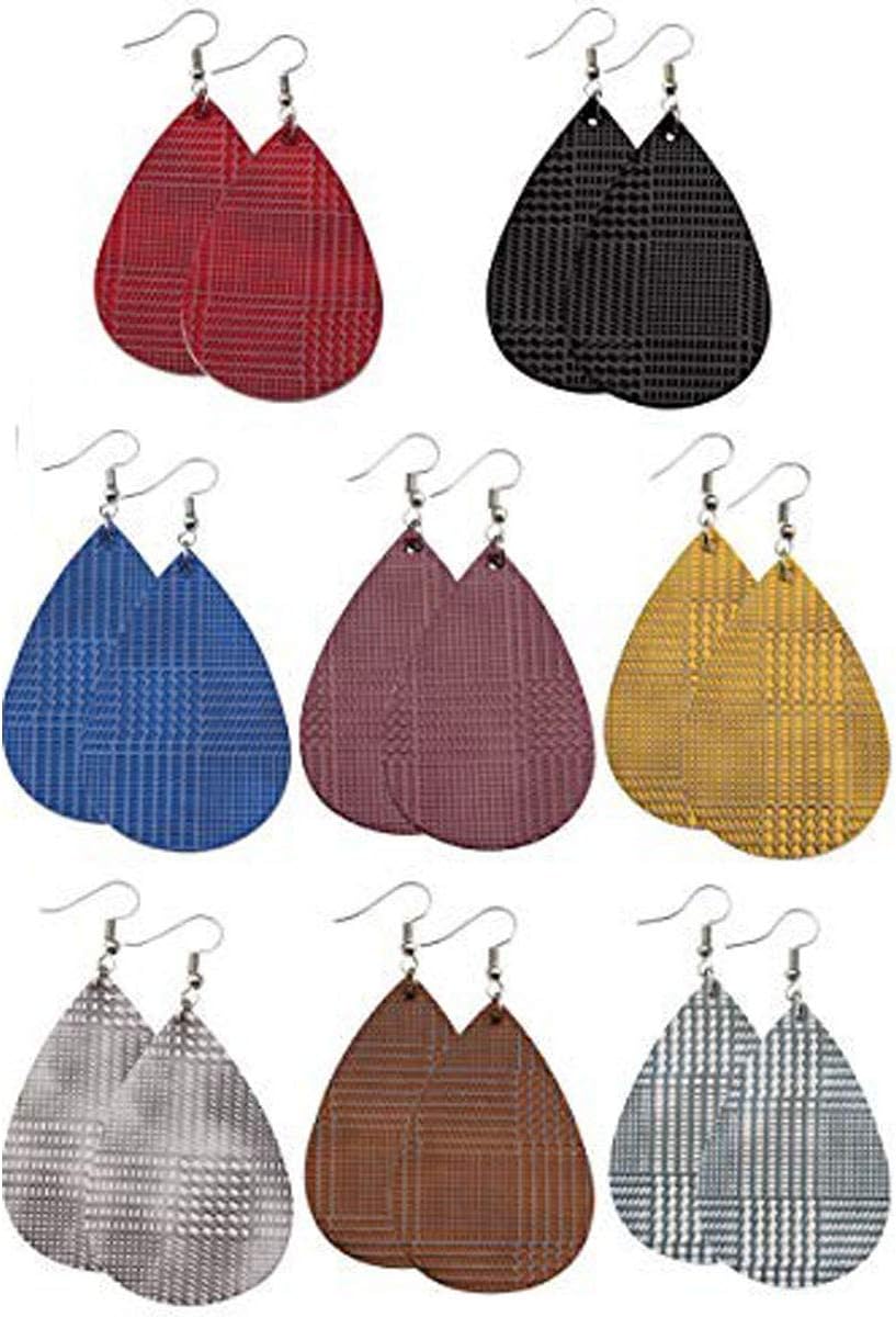 Leather Earrings Lightweight Faux Leather Leaf Earrings Teardrop Dangle Handmade for Women Girls 8 Pairs