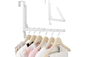 Over Door Hanger, Heavy Duty Portable Over The Door Hooks for Hanging Clothes, Double Folding Clothes Drying Rack for Laundry