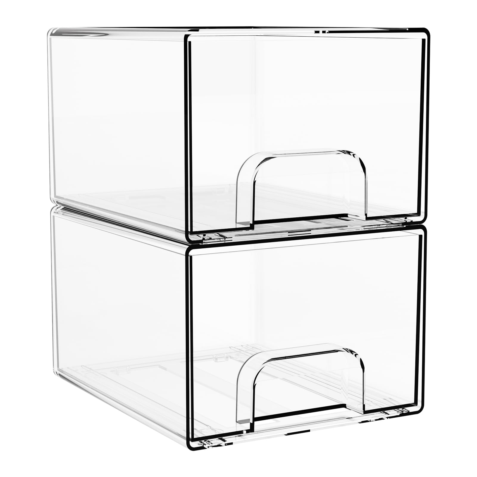 Photo 1 of 4.4" Tall Small Clear Acrylic Stackable Storage Drawers for Vanity,Under Sink,Bathroom Closet,Medicine Cabinet Organization and Plastic Storage Bins for Organizing Makeup,Baby Bottles,Pacifier,2 PCS