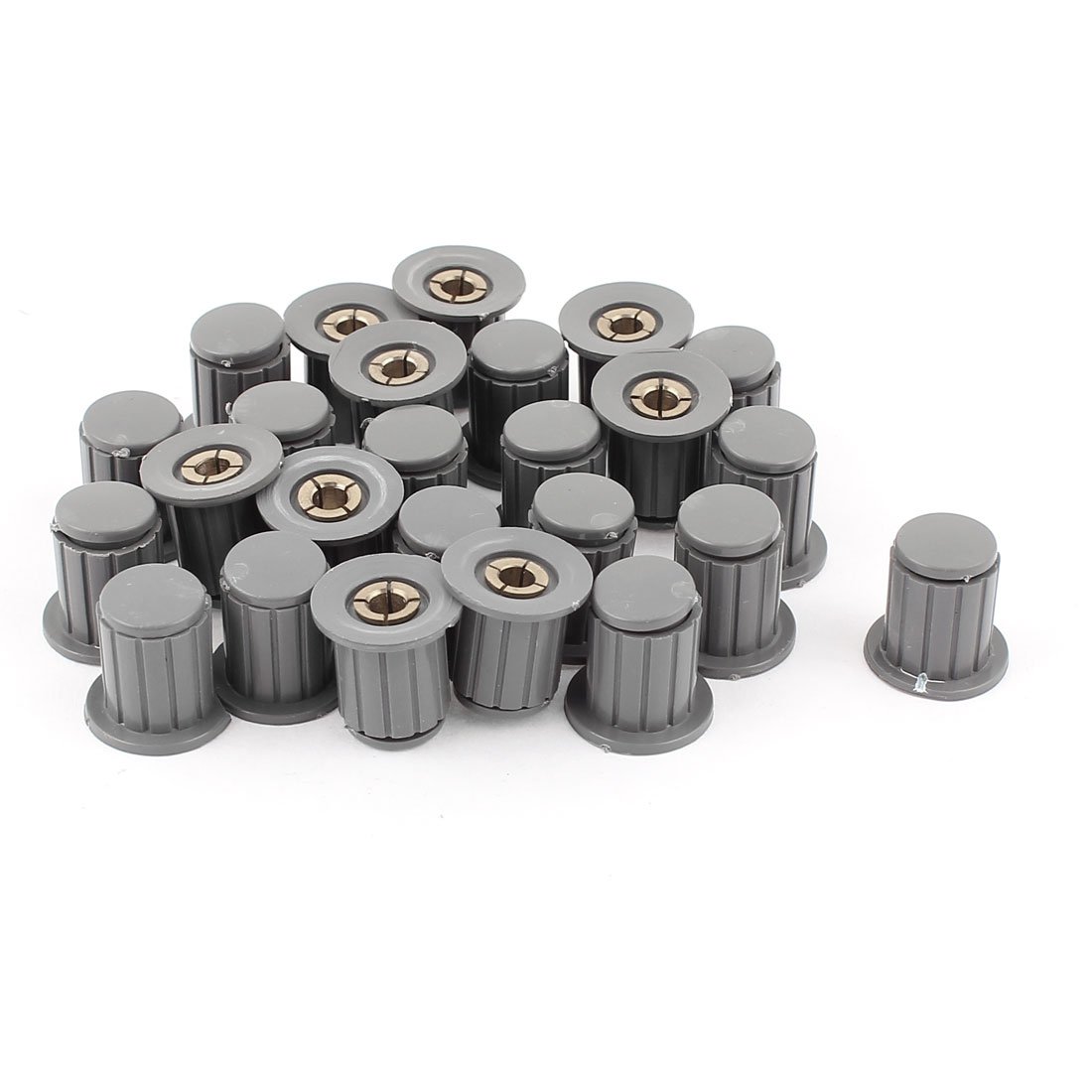 sourcingmap 25pcs 4mm Shaft Insert Dia Brass Tone Core Potentiometer Control Knobs