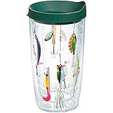 Tervis Fishing Lures Made in USA Double Walled Insulated Tumbler Travel Cup Keeps Drinks Cold & Hot, 16oz, Classic