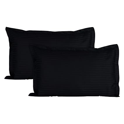 Ahmedabad Cotton Luxurious Sateen Striped Pillow Cover / Case Set (2 Pcs) 300 Thread Count