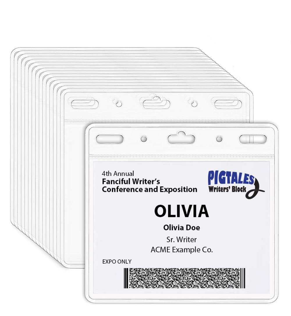 Photo 1 of Clear ID Holder for Lanyard - ID Card Holder Waterproof (Inches, 4 x 3 Horizontal 100 Pack)