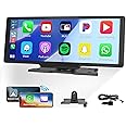 Wireless CarPlay Android Auto, Dash Mount Portable 10.26-Inch FHD Touch Screen Car Stereo Drivemate Car Buddy with Voice Control, Mirror Link, Dual Bluetooth, FM, TF Input, AUX Input