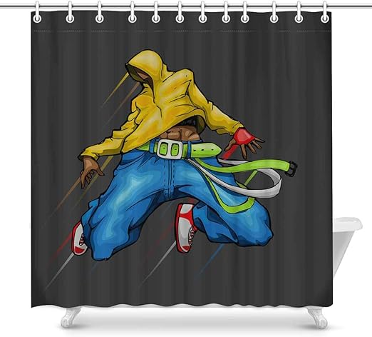 Amazon Com Interestprint Novelty Shower Curtain Bathroom Sets Cool Guy In Dancing Hip Hop Funny Fabric Home Bath Decor 70 X 69 Inches Home Kitchen