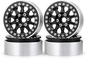MOHERO Aluminum Alloy 1.9" Beadlock Wheels Rims Hub for RC 1/10 TRX4, Axial SCX10-II, D90 Scale RC Crawler Car (Matte Black)