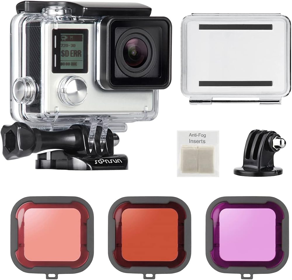 SOONSUN Waterproof Housing Case for GoPro Hero 3 3+ 4 w/ Dive Filters, 40m