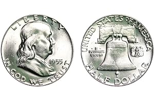 UNITED STATES MINT, PHILADELPHIA 1955 P Franklin Half Dollar BU Half Dollar Brilliant Uncirculated (1/2) Choice Brilliant Uncirculated