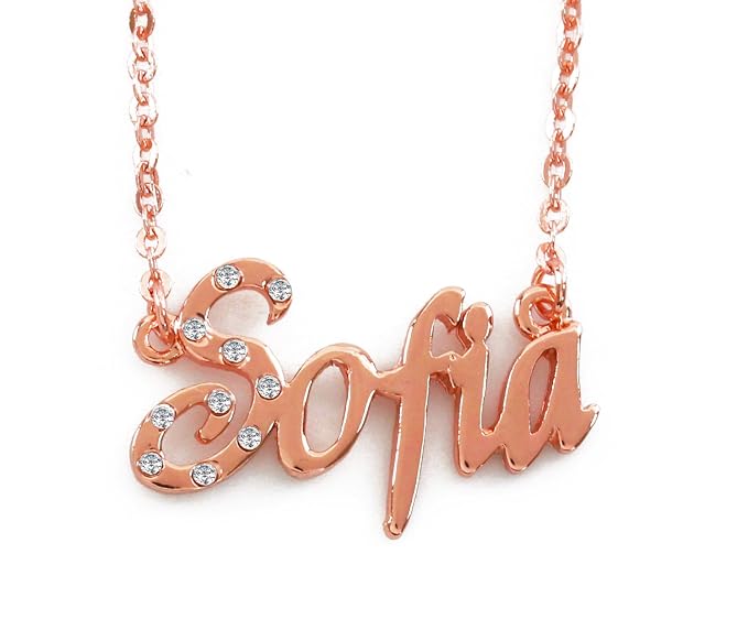 Buy Sofia Name Necklace 18k Rose Gold Plated With Cubic Zirconia Cyrstals At Amazon In