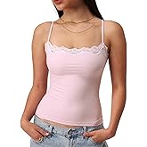 Starrylion Padded Lace Cami Top Double Lined Sexy Tank Top Spaghetti Strap Club Party Shirt